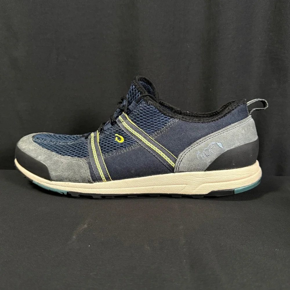 Olukai Mens Kia'i Trainer Navy Dark Shadow Grey Mesh Leather Sneakers Mens 12